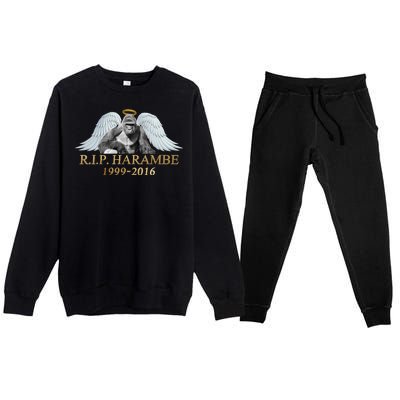 R.I.P. Harambe Our Angel In Heaven 1999-2016 Premium Crewneck Sweatsuit Set