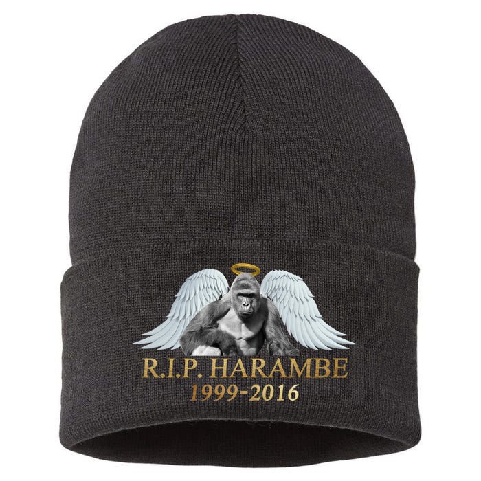 R.I.P. Harambe Our Angel In Heaven 1999-2016 Sustainable Knit Beanie