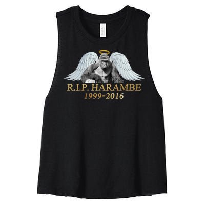 R.I.P. Harambe Our Angel In Heaven 1999-2016 Women's Racerback Cropped Tank