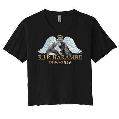 R.I.P. Harambe Our Angel In Heaven 1999-2016 Women's Crop Top Tee