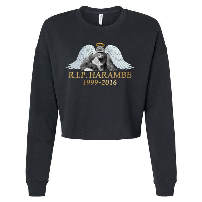 R.I.P. Harambe Our Angel In Heaven 1999-2016 Cropped Pullover Crew