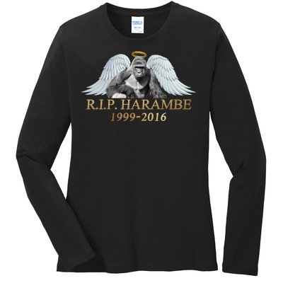 R.I.P. Harambe Our Angel In Heaven 1999-2016 Ladies Long Sleeve Shirt