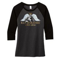 R.I.P. Harambe Our Angel In Heaven 1999-2016 Women's Tri-Blend 3/4-Sleeve Raglan Shirt