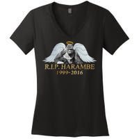 R.I.P. Harambe Our Angel In Heaven 1999-2016 Women's V-Neck T-Shirt