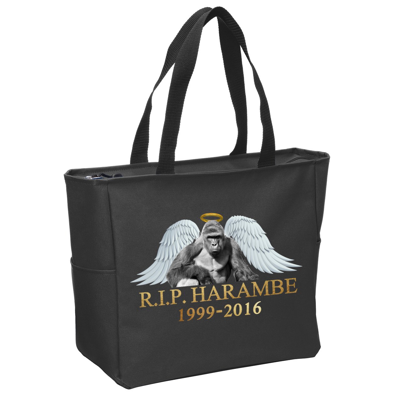 R.I.P. Harambe Our Angel In Heaven 1999-2016 Zip Tote Bag