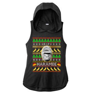 R.I.P. Harambe RIP Gorilla Ugly Christmas Sweater Design Ladies PosiCharge Tri-Blend Wicking Draft Hoodie Tank