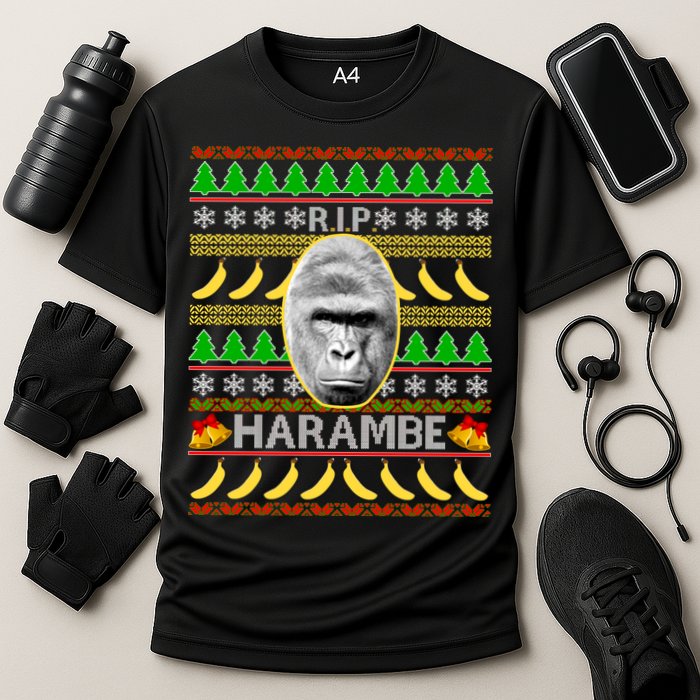 R.I.P. Harambe RIP Gorilla Ugly Christmas Sweater Design Performance Shirt