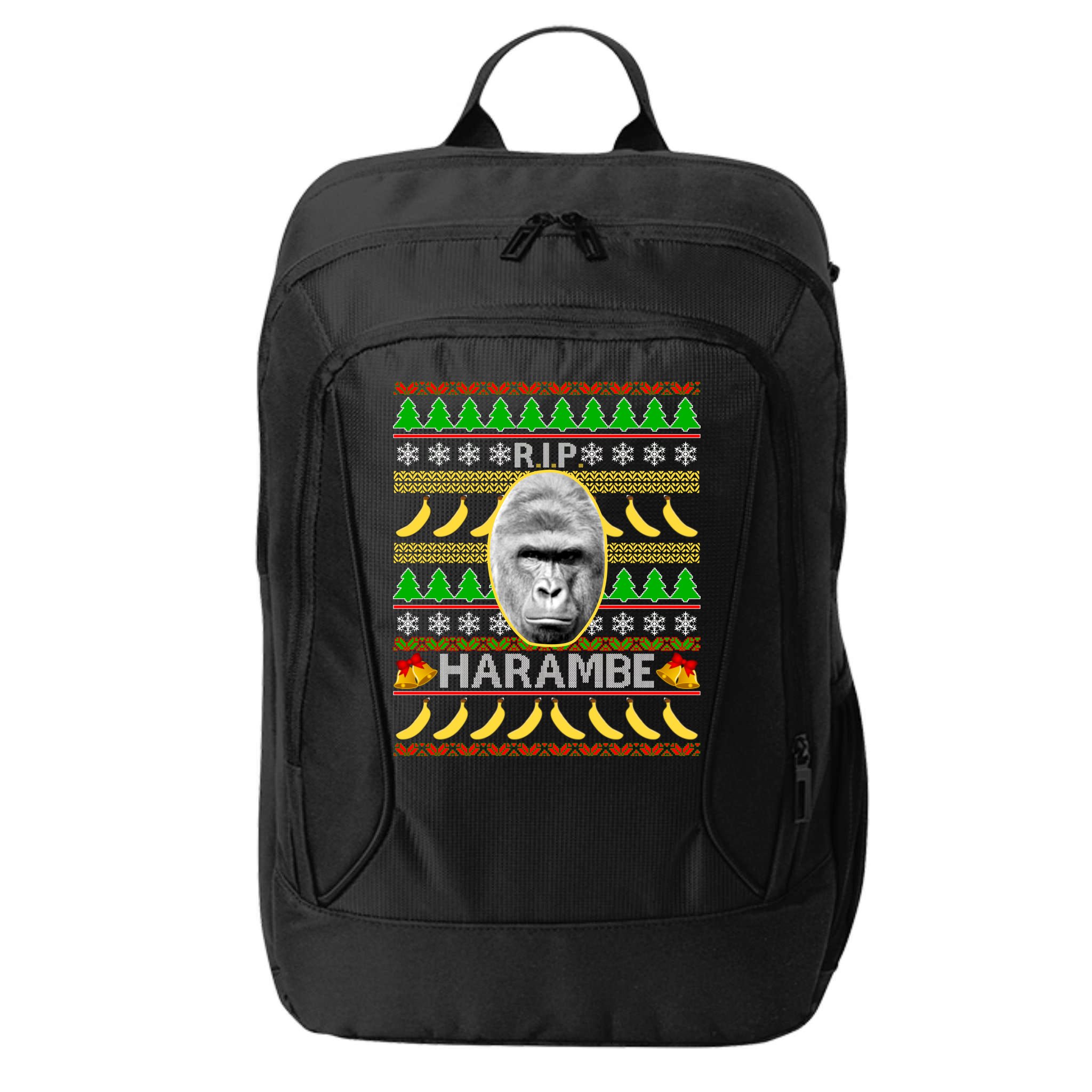 R.I.P. Harambe RIP Gorilla Ugly Christmas Sweater Design City Backpack