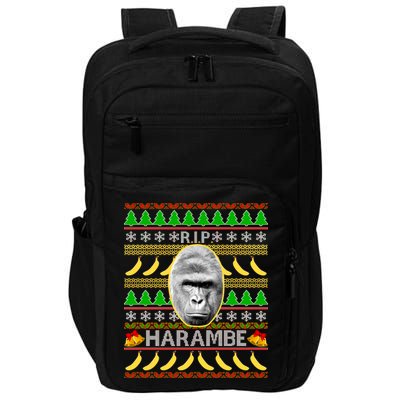R.I.P. Harambe RIP Gorilla Ugly Christmas Sweater Design Impact Tech Backpack