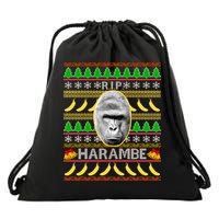 R.I.P. Harambe RIP Gorilla Ugly Christmas Sweater Design Drawstring Bag