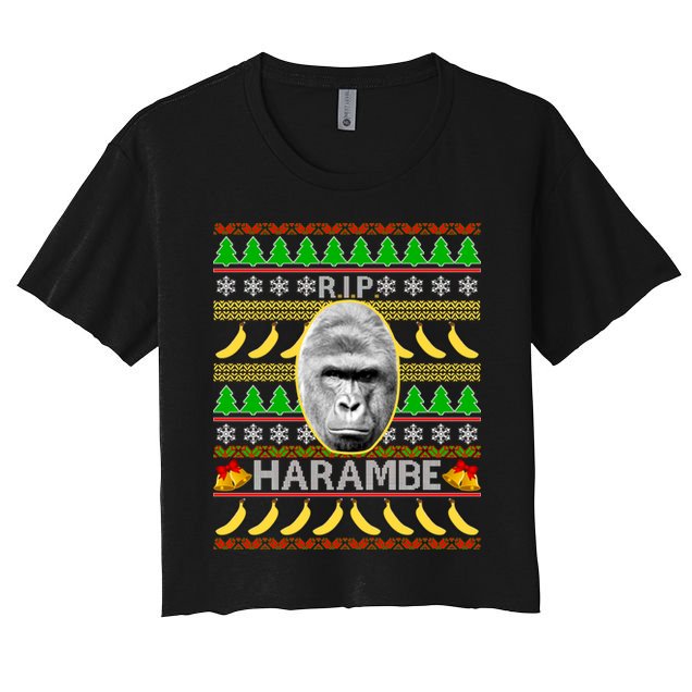 R.I.P. Harambe RIP Gorilla Ugly Christmas Sweater Design Crop Top