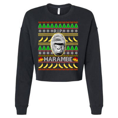 R.I.P. Harambe RIP Gorilla Ugly Christmas Sweater Design Cropped Pullover Crew