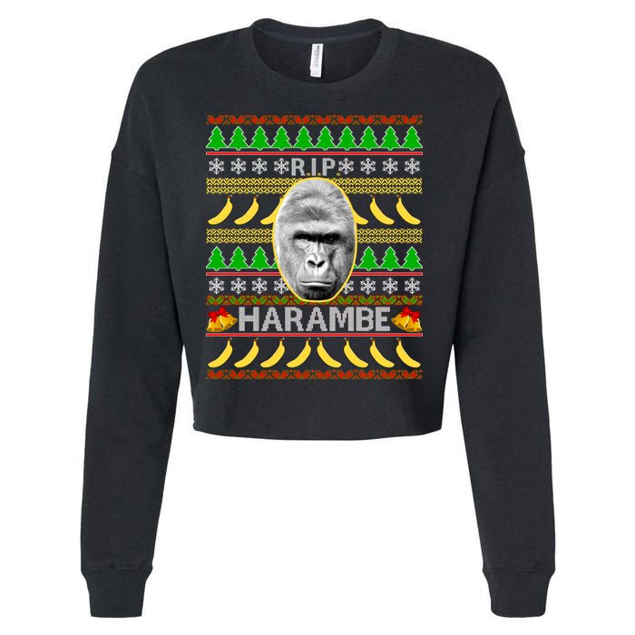 R.I.P. Harambe RIP Gorilla Ugly Christmas Sweater Design Cropped Pullover Crew