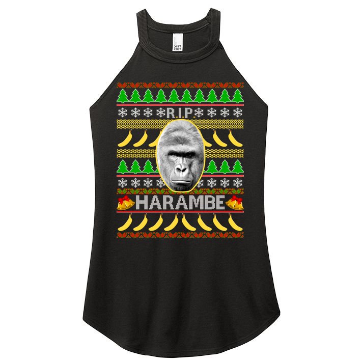R.I.P. Harambe RIP Gorilla Ugly Christmas Sweater Design Women's Perfect Tri Rocker Tank