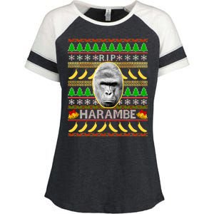 R.I.P. Harambe RIP Gorilla Ugly Christmas Sweater Design Enza Ladies Jersey Colorblock Tee