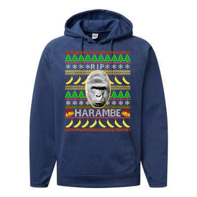 R.I.P. Harambe RIP Gorilla Ugly Christmas Sweater Design Performance Fleece Hoodie