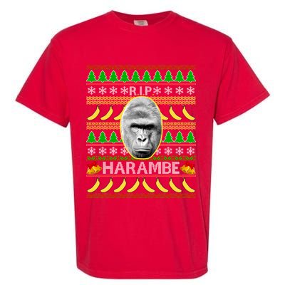 R.I.P. Harambe RIP Gorilla Ugly Christmas Sweater Design Garment-Dyed Heavyweight T-Shirt