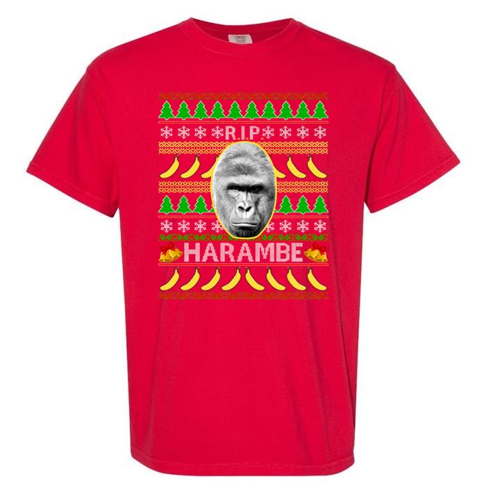 R.I.P. Harambe RIP Gorilla Ugly Christmas Sweater Design Garment-Dyed Heavyweight T-Shirt