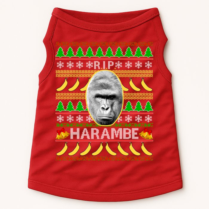 R.I.P. Harambe RIP Gorilla Ugly Christmas Sweater Design Doggie Tank