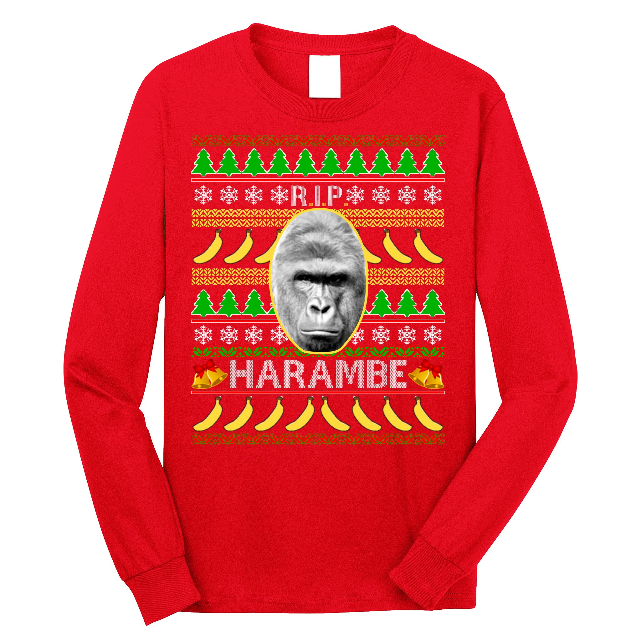 R.I.P. Harambe RIP Gorilla Ugly Christmas Sweater Design Long Sleeve Shirt
