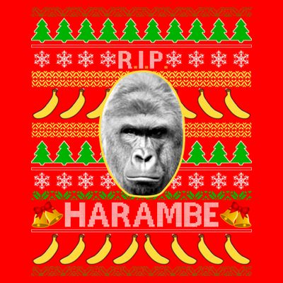 R.I.P. Harambe RIP Gorilla Ugly Christmas Sweater Design T-Shirt