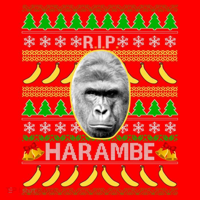 R.I.P. Harambe RIP Gorilla Ugly Christmas Sweater Design T-Shirt