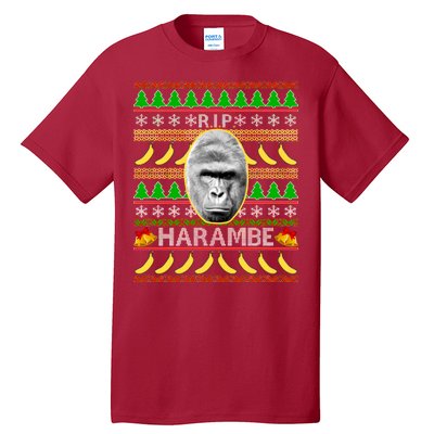 R.I.P. Harambe RIP Gorilla Ugly Christmas Sweater Design Tall T-Shirt