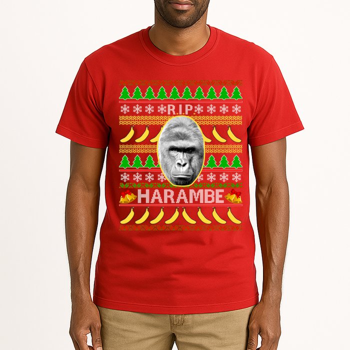 R.I.P. Harambe RIP Gorilla Ugly Christmas Sweater Design Tall T-Shirt