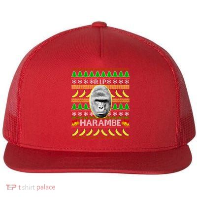 R.I.P. Harambe RIP Gorilla Ugly Christmas Sweater Design Flat Bill Trucker Hat