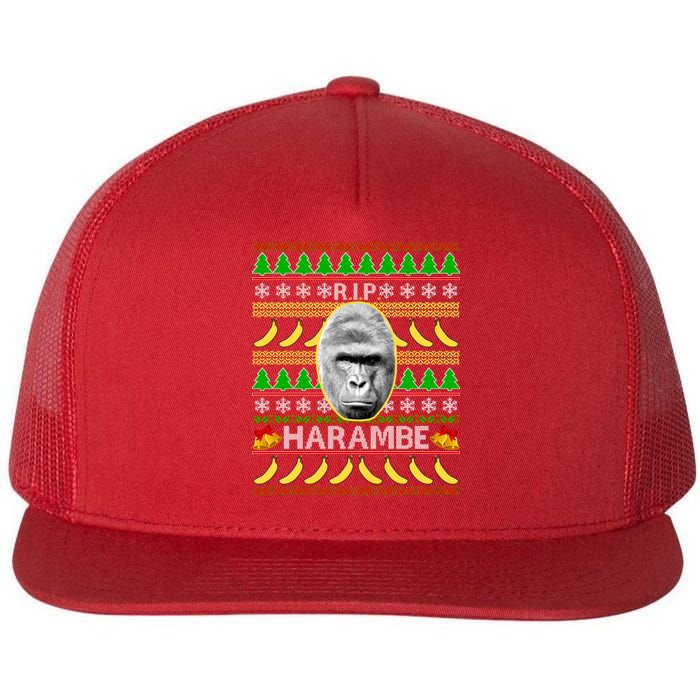 R.I.P. Harambe RIP Gorilla Ugly Christmas Sweater Design Flatbill Hat