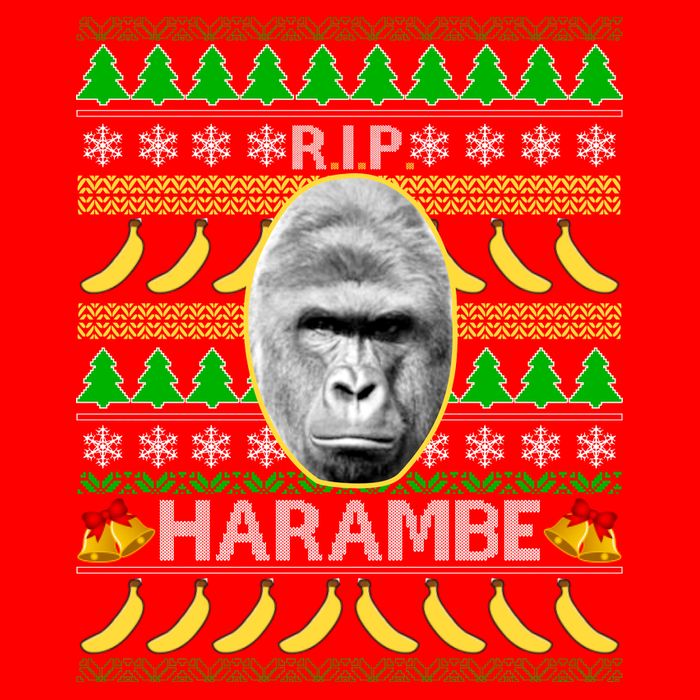 R.I.P. Harambe RIP Gorilla Ugly Christmas Sweater Design Flatbill Hat