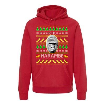 R.I.P. Harambe RIP Gorilla Ugly Christmas Sweater Design Premium Hoodie