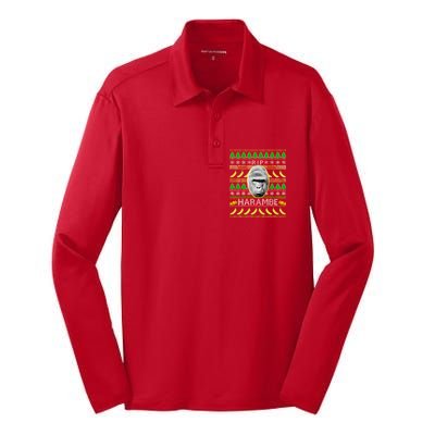 R.I.P. Harambe RIP Gorilla Ugly Christmas Sweater Design Silk Touch Performance Long Sleeve Polo