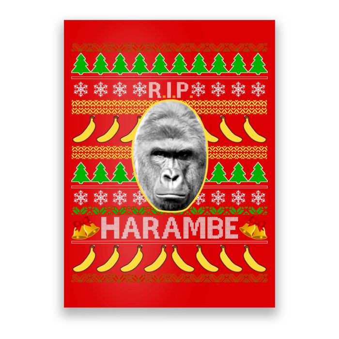 R.I.P. Harambe RIP Gorilla Ugly Christmas Sweater Design Poster