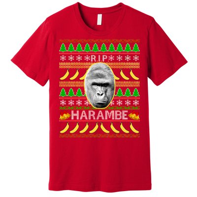 R.I.P. Harambe RIP Gorilla Ugly Christmas Sweater Design Premium T-Shirt