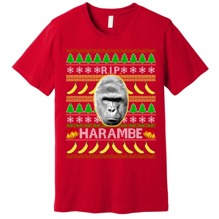 R.I.P. Harambe RIP Gorilla Ugly Christmas Sweater Design Premium T-Shirt