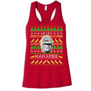 R.I.P. Harambe RIP Gorilla Ugly Christmas Sweater Design Women's Racerback Tank