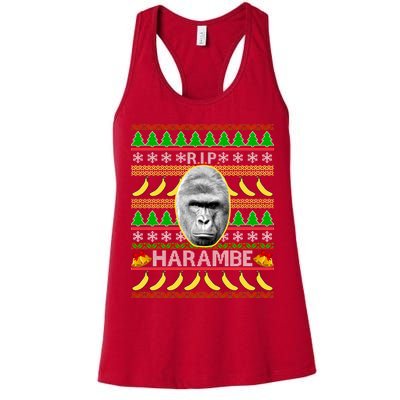 R.I.P. Harambe RIP Gorilla Ugly Christmas Sweater Design Womens Tank Top
