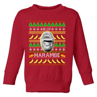 R.I.P. Harambe RIP Gorilla Ugly Christmas Sweater Design Toddler Sweatshirt