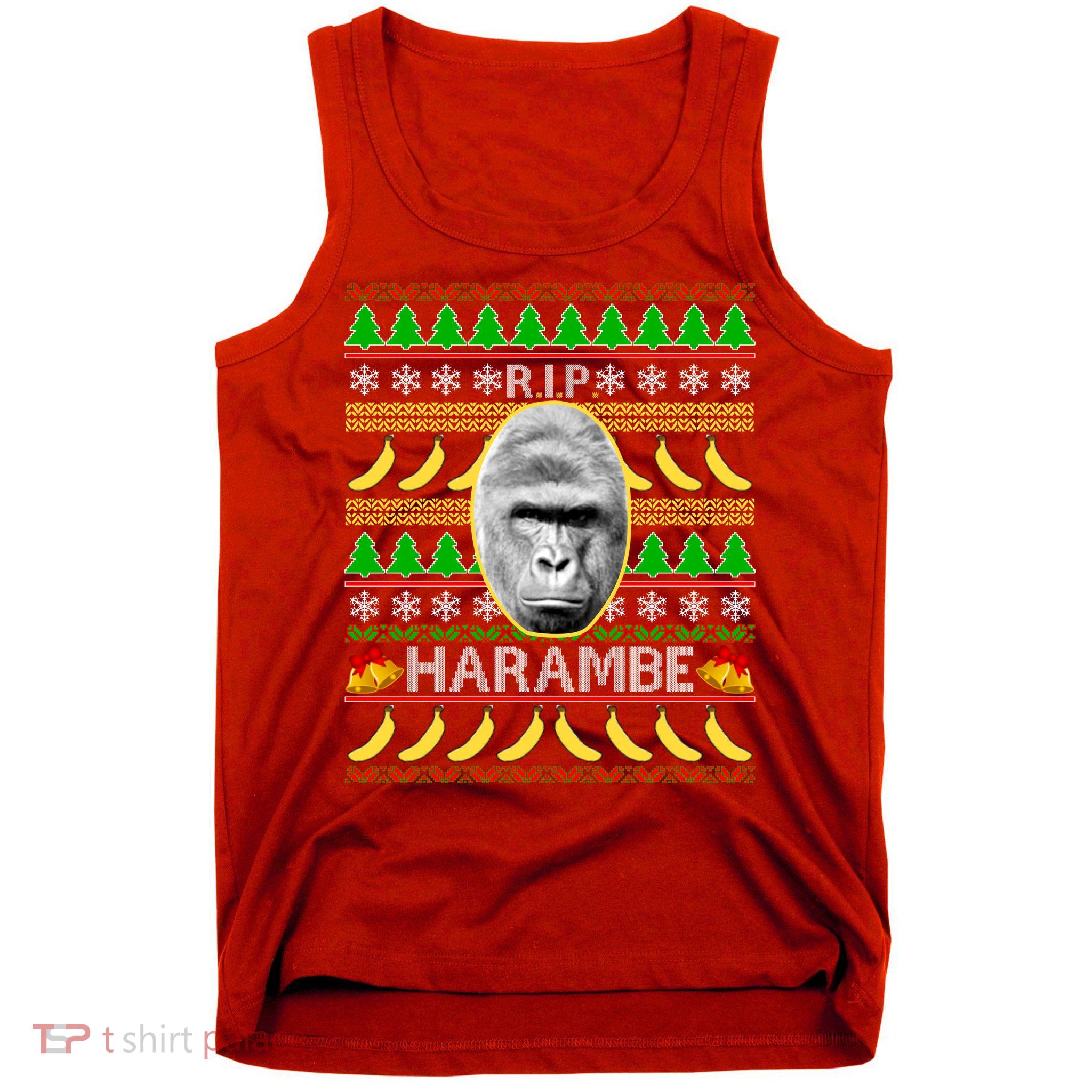 R.I.P. Harambe RIP Gorilla Ugly Christmas Sweater Design Tank Top