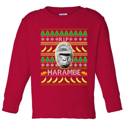 R.I.P. Harambe RIP Gorilla Ugly Christmas Sweater Design Toddler Long Sleeve Shirt