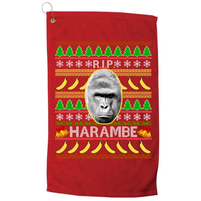 R.I.P. Harambe RIP Gorilla Ugly Christmas Sweater Design Golf Towel