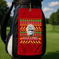 R.I.P. Harambe RIP Gorilla Ugly Christmas Sweater Design Golf Towel