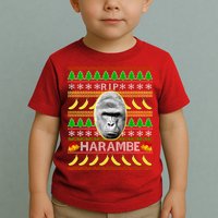 R.I.P. Harambe RIP Gorilla Ugly Christmas Sweater Design Toddler T-Shirt