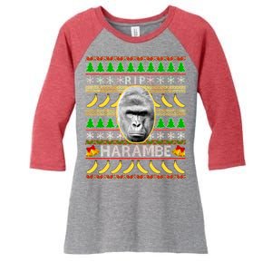 R.I.P. Harambe RIP Gorilla Ugly Christmas Sweater Design Women's Tri-Blend 3/4-Sleeve Raglan Shirt