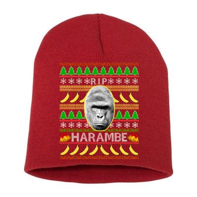 R.I.P. Harambe RIP Gorilla Ugly Christmas Sweater Design Short Acrylic Beanie