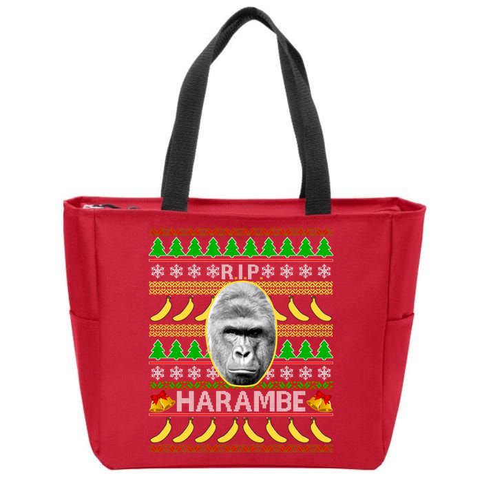 R.I.P. Harambe RIP Gorilla Ugly Christmas Sweater Design Zip Tote Bag