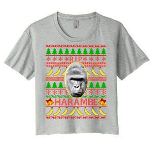 R.I.P. Harambe RIP Gorilla Ugly Christmas Sweater Design Women's Crop Top Tee