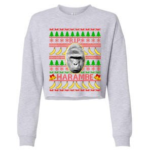 R.I.P. Harambe RIP Gorilla Ugly Christmas Sweater Design Cropped Pullover Crew