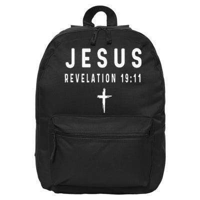 Revelation 1911 19 11 Faith God Jesus Religious Christian 16 in Basic Backpack